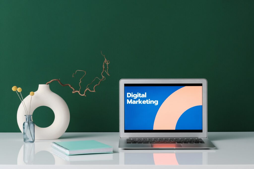 Laptop with digital marketing presentation